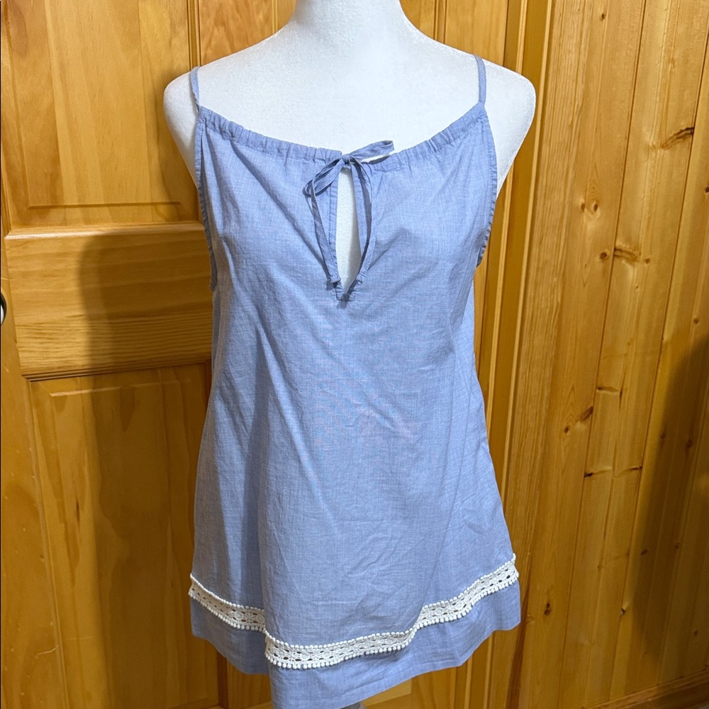 Haven Well Within Light Blue Lace-Trim Strappy Sleep Cami Top, Size XS.